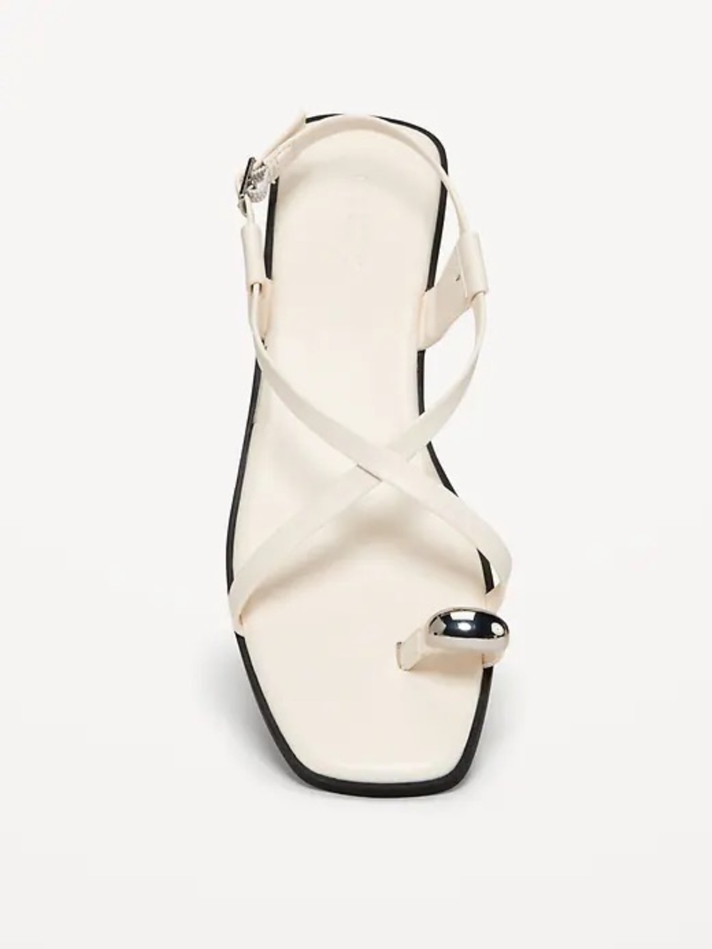 🌺 NWOT Old Navy Cream Strappy Toe-Ring Sandals Bone/Silver